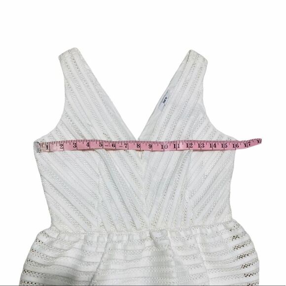 Bar III Dress Fit and Flare Eyelet Lace Illusion‎ Stripe Sleeveless Mini White 4 - Picture 7 of 15
